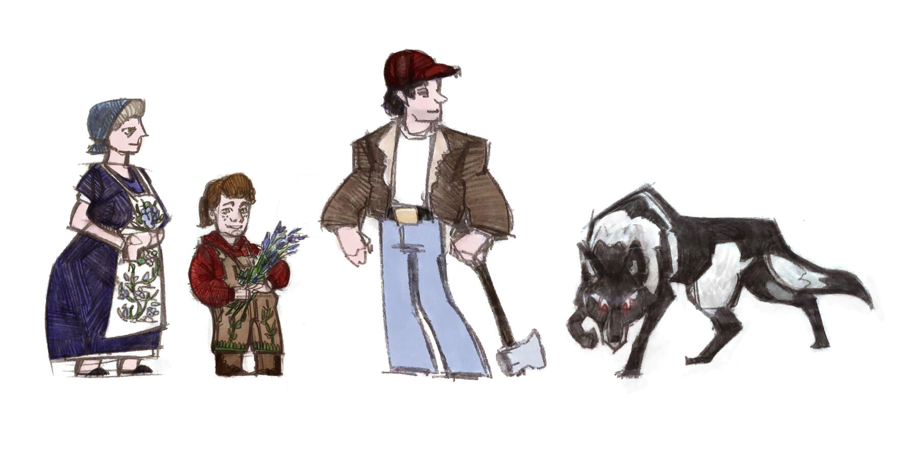 Lineup for Red Passion Project - Picture Book Character Design